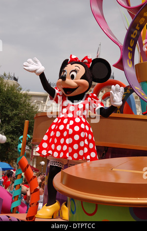 Minnie Mouse celebrating on a Dream Come True parade at Disney's Magic Kingdom, Walt Disney World, Orlando, U.S.A Stock Photo