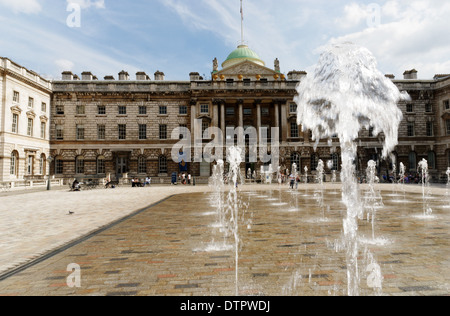 The water fountains at Somerset House in London Stock Photo