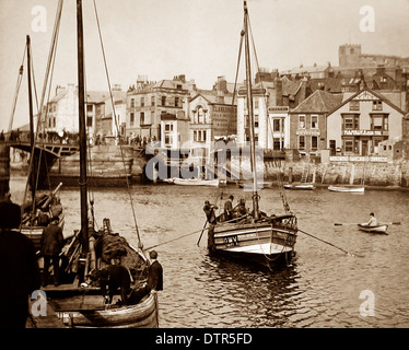 Whitby harbour Victorian period Stock Photo