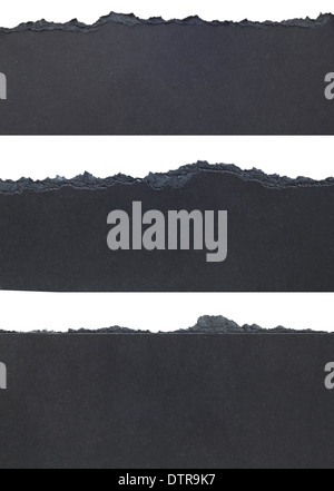 Black Torn Paper Borders isolated on white background Stock Photo