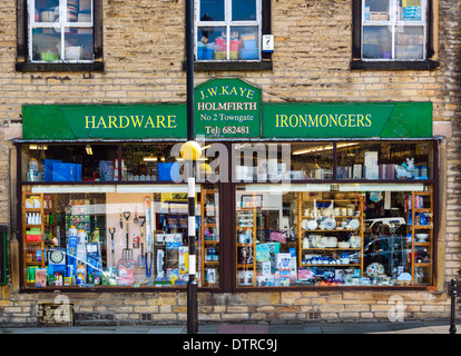Traditional hardware store in the town centre, Holmfirth, West Yorkshire, England, UK Stock Photo