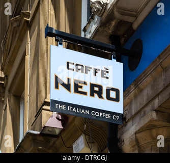 Caffe Nero in the town centre, Huddersfield, West Yorkshire, England, UK Stock Photo