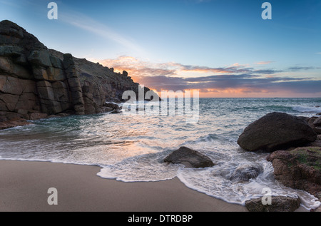 Sunrise at Porthgwarra Cove on the Lands End Peninsula in Cornwall Stock Photo