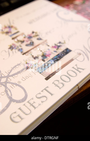 Cover of Guest book at Wedding reception Stock Photo