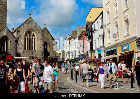 High Street in Tenby West Wales in summer Stock Photo