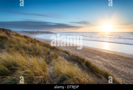 Constantine Bay on the Atlantic coast of Cornwall Stock Photo