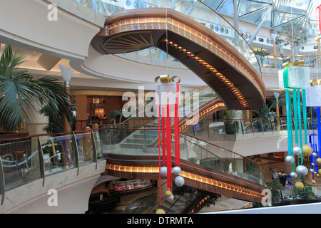 United Arab Emirates, Dubai, Burjuman Centre, shopping mall, staircase, Stock Photo