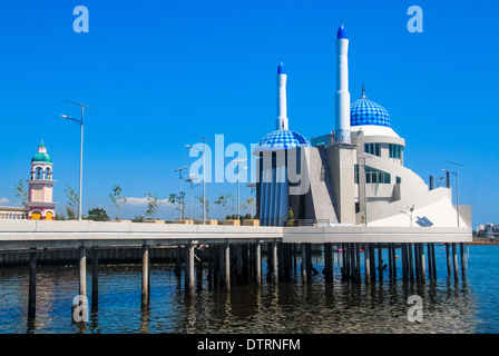 the Mukminin  mosque at sea at Ujung Pandang in Sulawesi, Indonesia Stock Photo