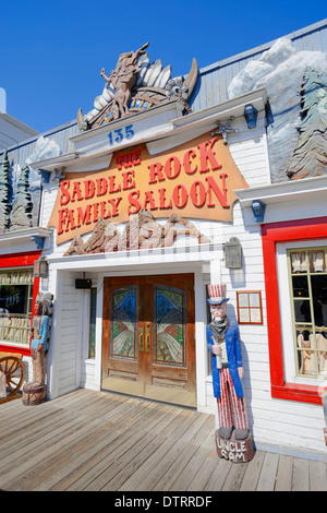 Entrance of restaurant 'The Saddle Rock Family Saloon', Jackson, Wyoming, USA Stock Photo