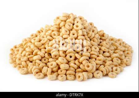 honey cereal rings on white background Stock Photo