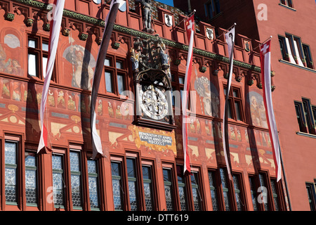 red town hall in the old city of Basel, Switzerland Stock Photo