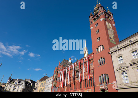 red town hall in the old city of Basel, Switzerland Stock Photo