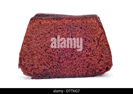 some slices of chocolate sponge cake on a white background Stock Photo