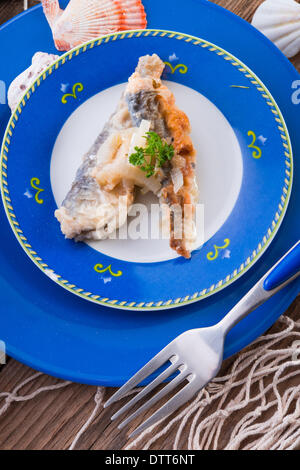 Crossly inlaid fried herrings Stock Photo