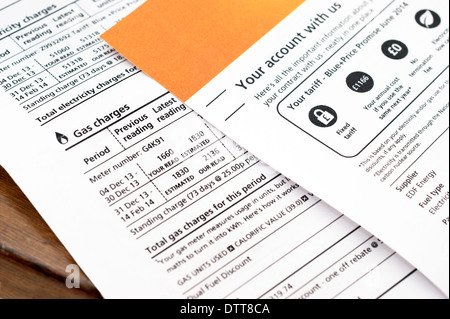 A gas utility bill showing gas charges / prices UK Stock Photo