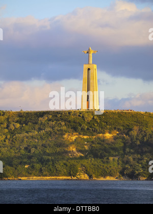 Christ Statue on the bank of Tagus River in Belem, Lisbon, Portugal Stock Photo