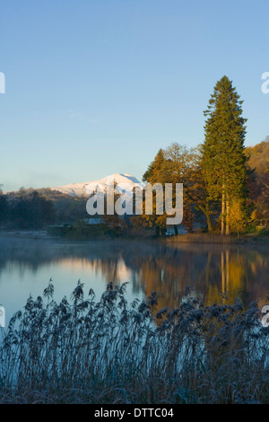 Looking towards Ben Lomond from 'The Narrows' of Loch Ard just outside Aberfoyle. Stock Photo