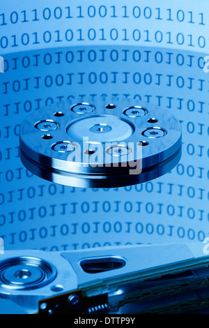 Conceptual computer hard disk drive HDD data on a platter Stock Photo