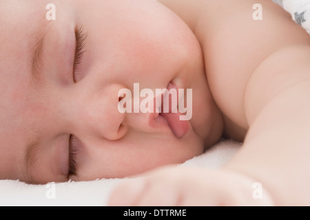 Close up of Hispanic baby boy's sleeping face Stock Photo