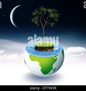 Blue planet. Abstract eco backgrounds with Earth globe and forest Stock ...