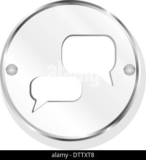 speech cloud on metal icon button Stock Photo