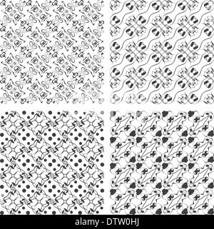 Set of monochrome geometric seamless patterns Stock Photo