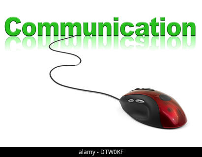 Computer mouse and word Communication Stock Photo