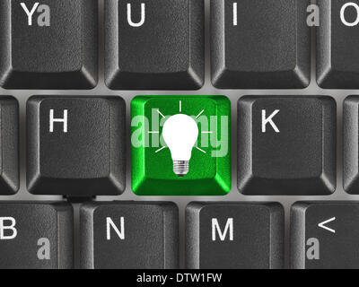 Computer keyboard with lamp key Stock Photo