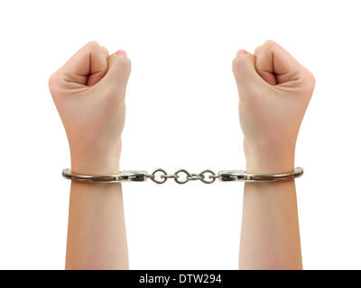 Hands and handcuffs Stock Photo