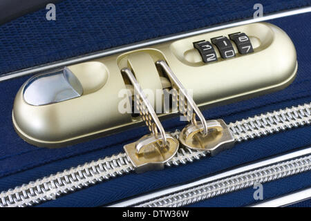 Numeric lock on travel bag Stock Photo