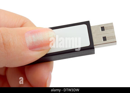 Flash drive in hand Stock Photo