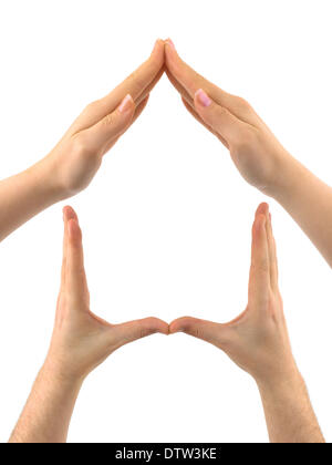 House made of woman hands isolated on white Stock Photo - Alamy