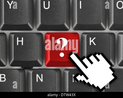 Computer keyboard with question key Stock Photo