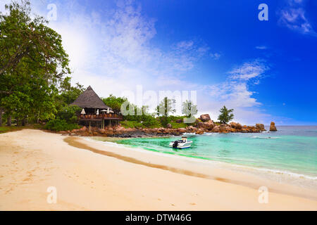 Cafe on tropical beach Stock Photo