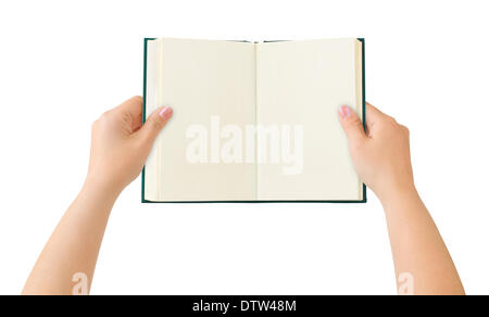 Opened book in hands Stock Photo