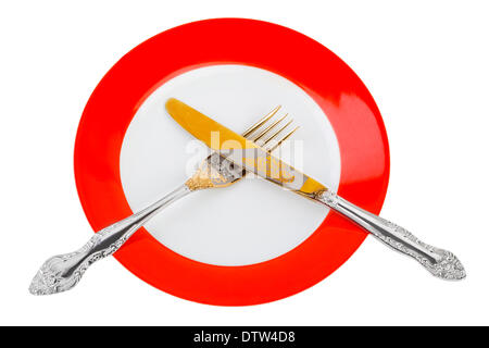 Plate, knife and fork Stock Photo