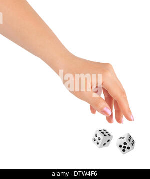 Hand throwing two dices Stock Photo