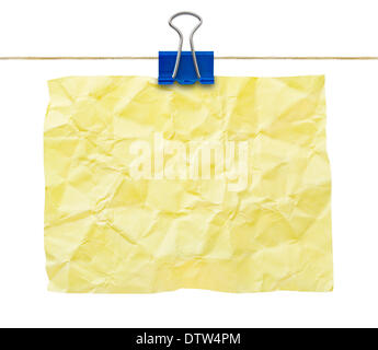 Yellow crumpled note paper Stock Photo
