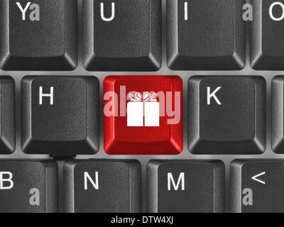 Computer keyboard with gift key Stock Photo