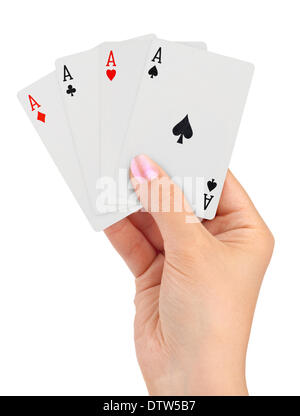 Playing cards in hand Stock Photo