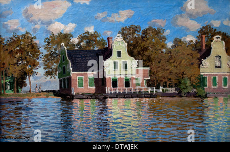 Claude Monet, Houses by the Bank of the River Zaan, painting in oil on ...