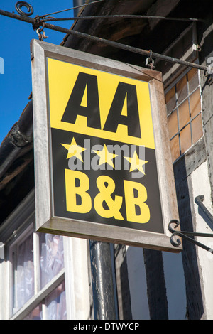 Three star AA sign for bed and breakfast hotel accommodation, Dedham, Essex, England Stock Photo
