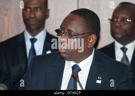 Paris, France. 24th February 2014. France, Paris, World Bank Paris Office, The President of the Republic of Senegal, Macky Sall, holds a press conference Credit:  Laurent Poinet/Alamy Live News Stock Photo