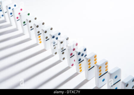 Line of colourful dominoes Stock Photo