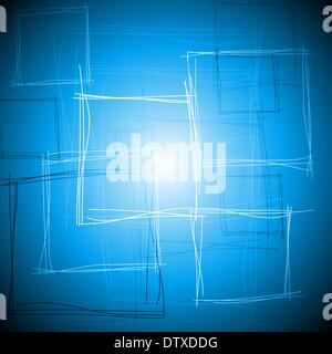 Abstract tech drawing with squares Stock Photo