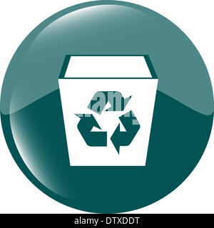 eco recycle bin icon on a white background Stock Photo