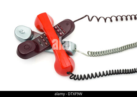 Heap of telephones Stock Photo