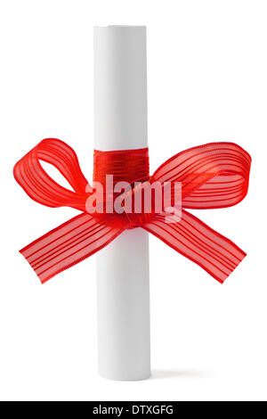 Diploma Scroll With Red Bow On Isolated White Background Stock Illustration  - Download Image Now - iStock