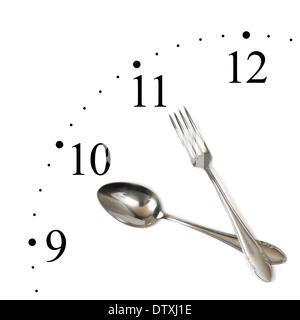 Clock made of spoon and fork Stock Photo