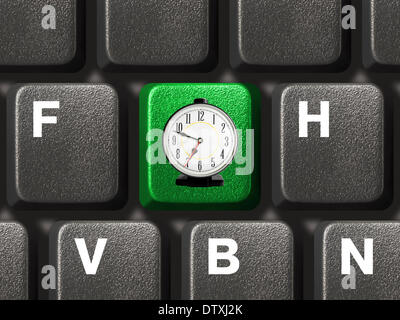 Computer Keyboard and Clock Stock Photo - Alamy